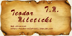 Teodor Mileticki vizit kartica